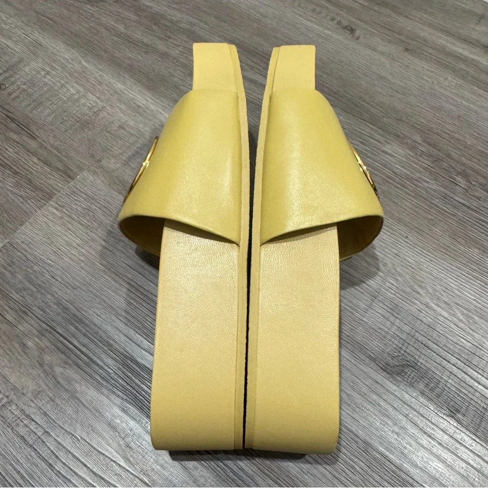 Tory Burch Patos Platform Sandal in Cornbread Yellow Leather Slides